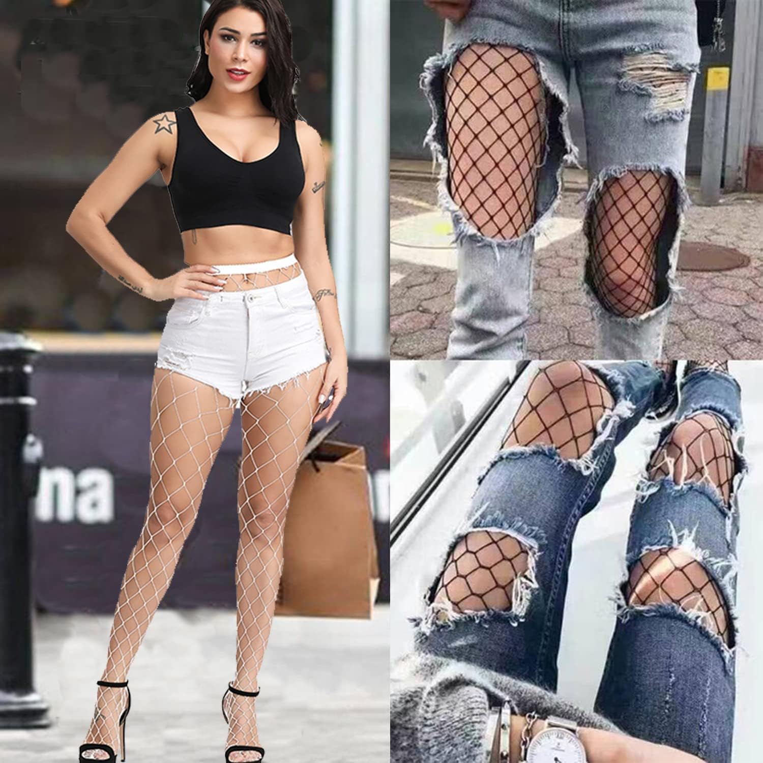 Notherss Black & white fishnet tights set — additional product view 3